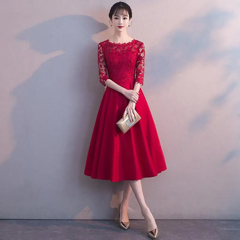 Китайское женское тост сексуальная одежда тонкое платье русалки Vestidos улучшенное О-образным вырезом Qipao благородное элегантное кружевное Чонсам оверсайз XXXL - Цвет: Style 9