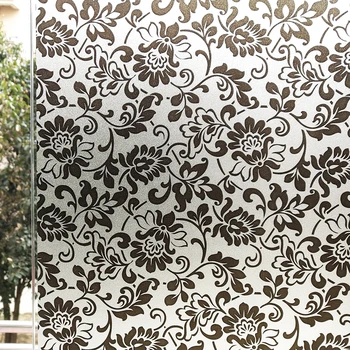 

45/60/75/90 x 400 Cm Static Privacy Cling Window Stickers,Black Flower Home Decorative Window Film Decals for Bathroom