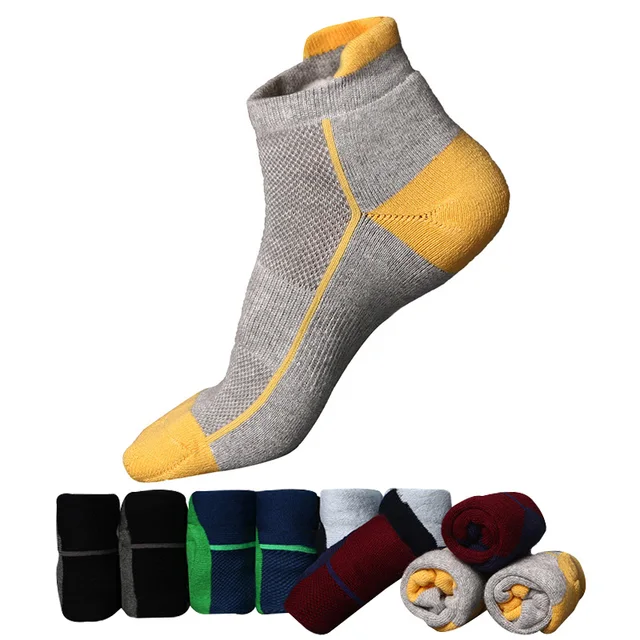 5 Pairs Mesh Plaid Thicker Men Ankle Socks Elasticity Shaping Care Feet