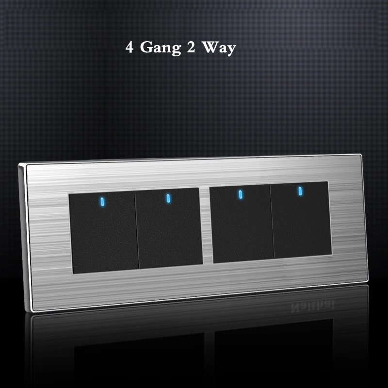 118 type LED random point switch Household stainless steel brushed panel 1 2 3 4 5 6 7 8 Gang 2 Way switch