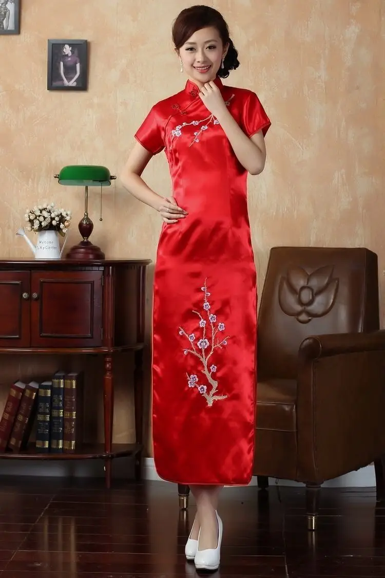 Модное платье в китайском традиционном стиле Cheongsam Женская Вышивка клубов вечернее китайское платье-Ципао S M L XL 2XL 3XL