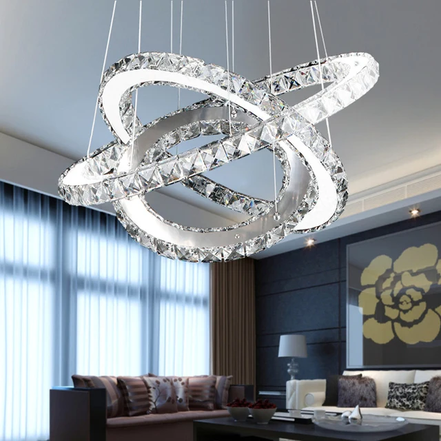 Kristalle Lampe Chrom Diamant Kronleuchter Moderne Ring Led Kpzoxiu