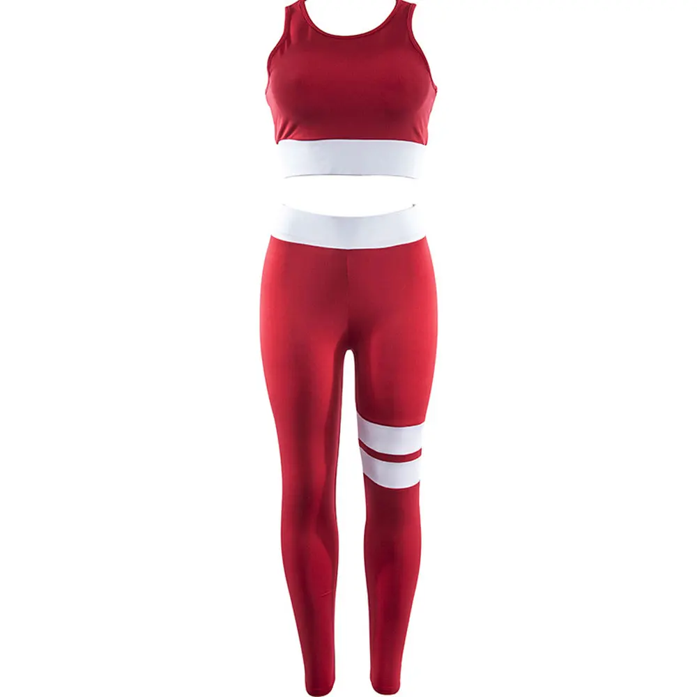 Спортивный костюм для йоги, женская одежда для спортзала, спортивный костюм, комплект одежды для фитнеса, одежда для женщин, подходит для занятий спортом, бюстгальтер и леггинсы, ZF105 - Цвет: Red