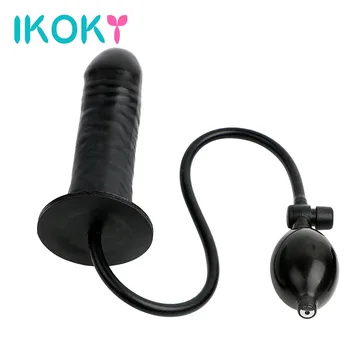 IKOKY Inflatable Female Masturbator Anal Plug Huge Dildo with Pump Sex Shop Fake Penis Sex Toys for Women Adult Product 1