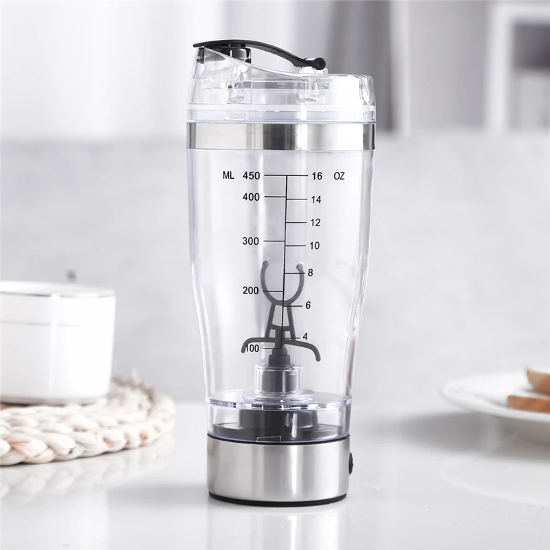 

Electric Protein Shaker Bottles Gym Fitness Auto Milk Mixing My Water Bottle Coffee Mixer Battery Operated 450ml