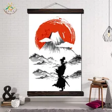 Самурай Япония Воин Современные Wall Art Печать Поп-Арт Плакаты и Принты Scroll Холст Картины
