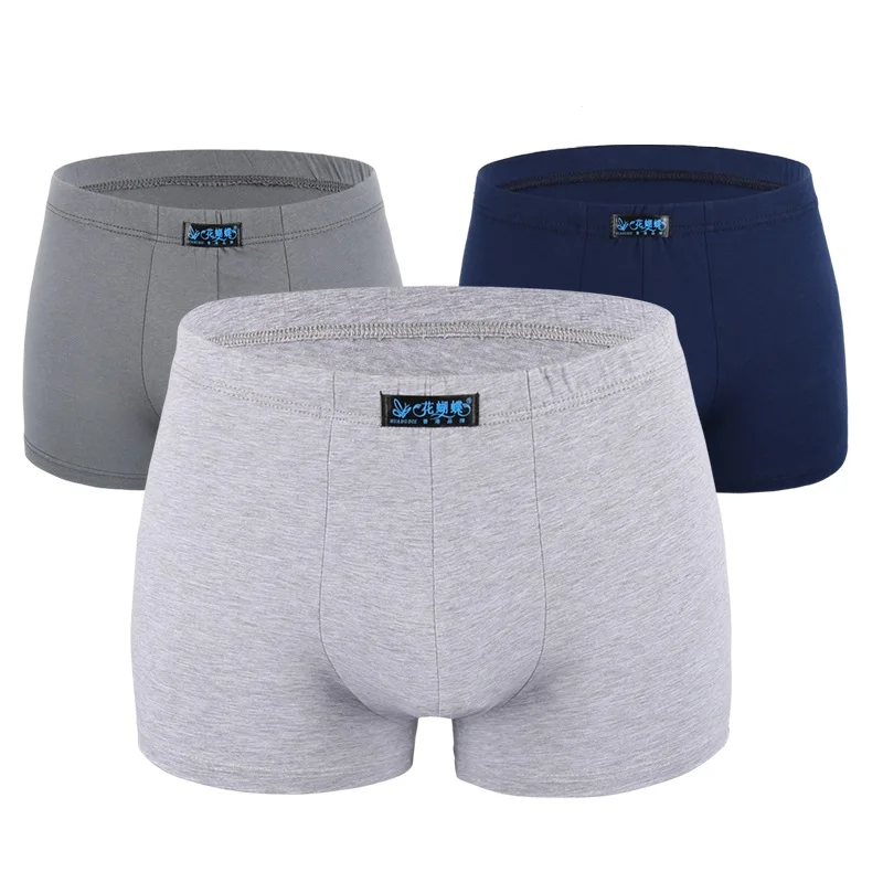 3 pieces Large loose male cotton Underwears male mid waist solid color