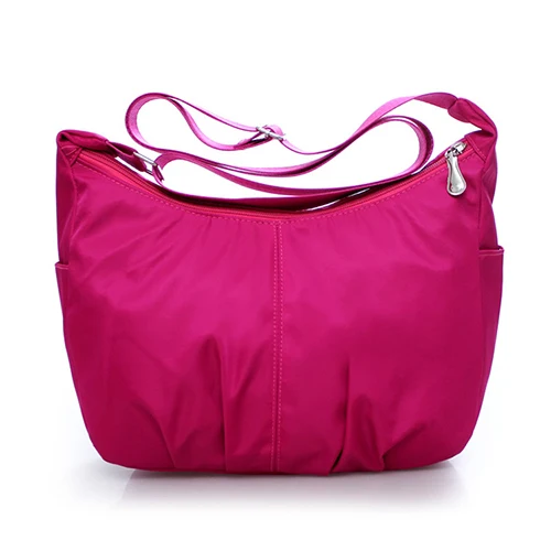 Повседневная Дизайнерская Женская нейлоновая сумка-мессенджер сумка на плечо Большая вместительная сумка через плечо на молнии водонепроницаемая сумка - Цвет: rose red
