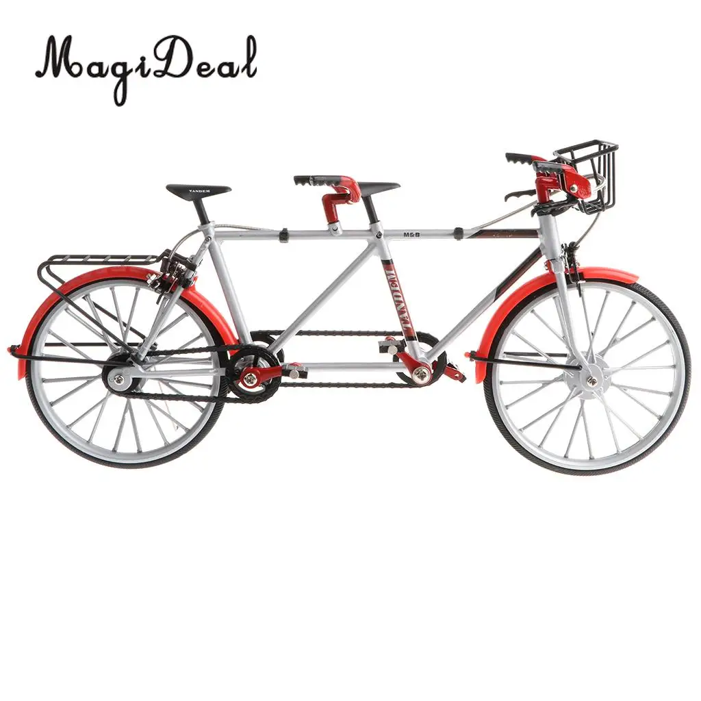 1:10 Scale Mini Alloy Diecast Racing Tandem Bike Model Bicycle Toy for Home Office Desk Decoration Collection