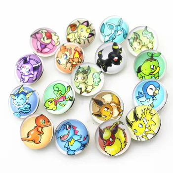 

Newest 10pcs/lot Pocket Monsters Glass Snap Buttons Pokemon Snap Button Fit 18mm DIY Snap Bracelet Jewelry