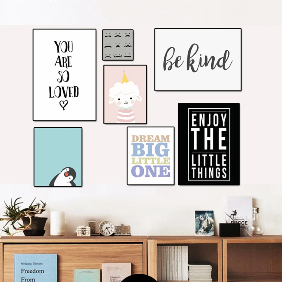 

Cartoon Letters Nursery Canvas Paintings Animals Wall Art Pictures Nordic Posters and Prints For Kids Room Home Decor No Frame