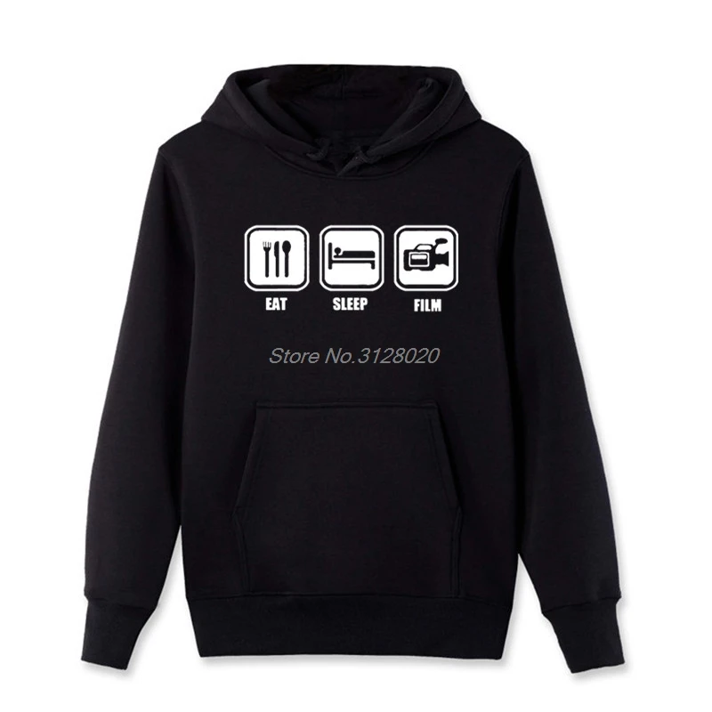 Brand Men's Casual Hoodie Eat Sleep Film Tv Camera Man Director Funny