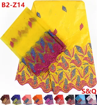 

High quality popular african lace fabric for dress nigerian lace fabrics 5yards+2yards african bazin riche getzner fabric B2-Z14