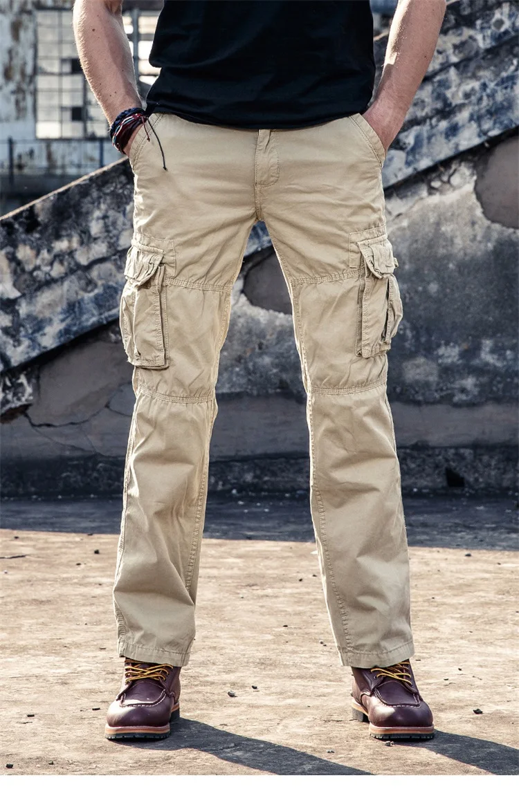 2018 Демисезонный мода плюс Размеры Мужские брюки карго Повседневное Для мужчин s Пант нескольких Карманный брюки Для мужчин длинные штаны