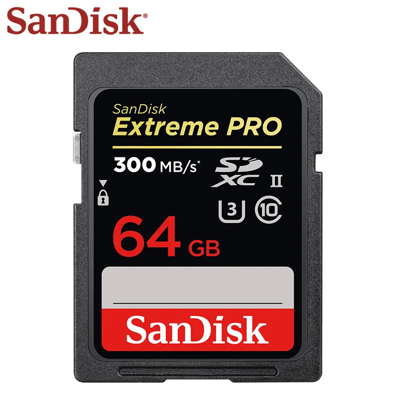 SanDisk карта памяти класс 10 64 ГБ высокоскоростная SDXC U3 300 МБ/с./с Extreme PRO 4K флеш-карта |