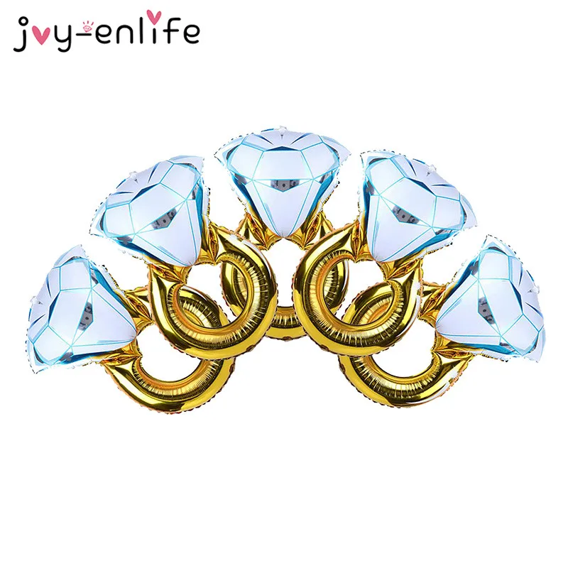 

JOY-ENLIFE 5pcs Diamond Ring Foil Balloon Wedding Engagement Bachelorette Party Birthday Party Bridal Shower Decoration Supplies