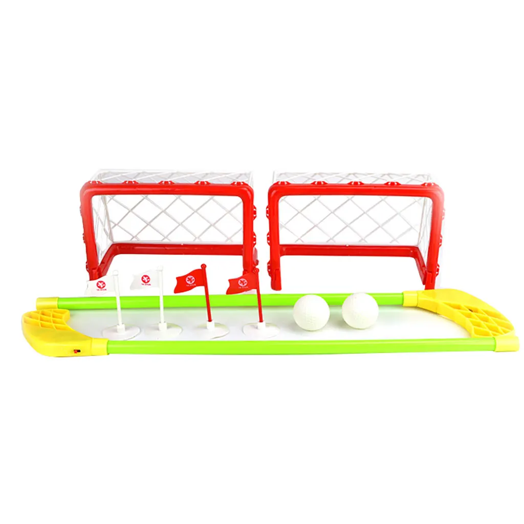 Mini Hockey Goal Set 2 Nets 2 Sticks 2 Balls Children Indoor Outdoor