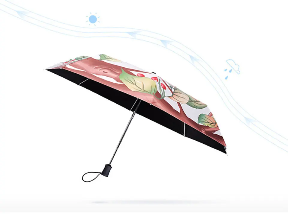 Yesello для женщин ветрозащитный сверхлегкий 3 складной Зонты Автоматический легко носить с собой леди зонтик