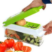 Heißer Verkauf Hause Küche 12 STÜCKE/1 Satz Multifunktions Gemüse Schredder Maschine Obst Gerät Schneider Gewürfelte Grün Artefakt