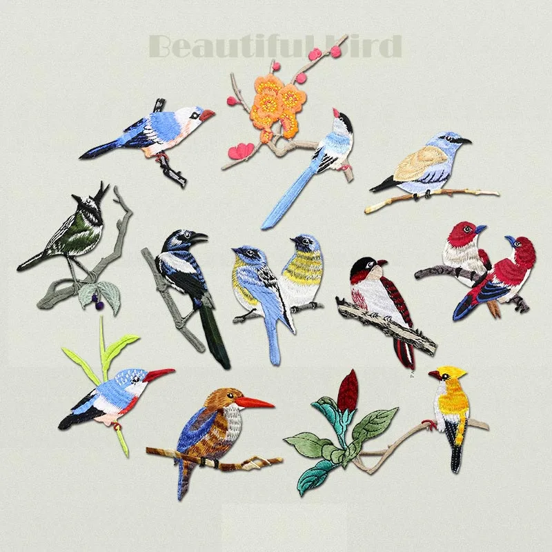 

1pc animal bird embroidery patches for jacket clothes DIY sewing iron on embroidered decorative birds parches for clothes