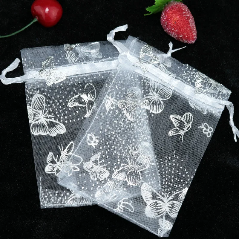 100pcs 13x18 cm Organza Bags Wedding Pouches Nice Gift Bag White