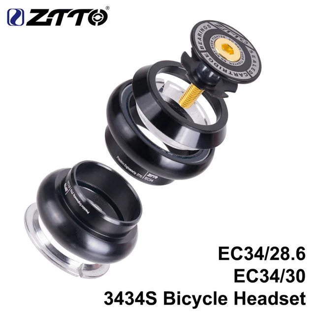 ZTTO 3434 S MTB руль для шоссейного велосипеда велосипедная рулевая колонка 34 мм EC34 ЧПУ 1 1/8 28,6 прямая трубка вилка внутреннего; большие размеры 34-обычные беспроводная гарнитура - Цвет: 3434S BLACK