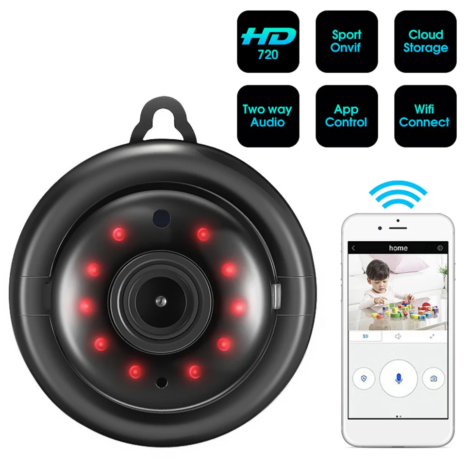 Tendway HD 720P Mini Senza Fili del IP di WIFI Della Macchina Fotografica di Visione notturna Mini 