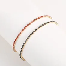 MxGxFam(17 см+ 2,5 см) полный маленький красный/черный циркониевый браслет для женщин модные ювелирные изделия 18 К желтого золота цвет Аллергия бесплатно