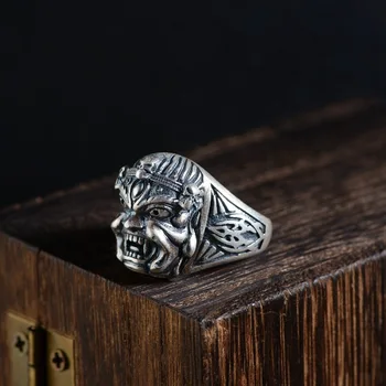 

Gold emperor S999 fine silver matte process couple ring wholesale men's ghost king silver ring shape