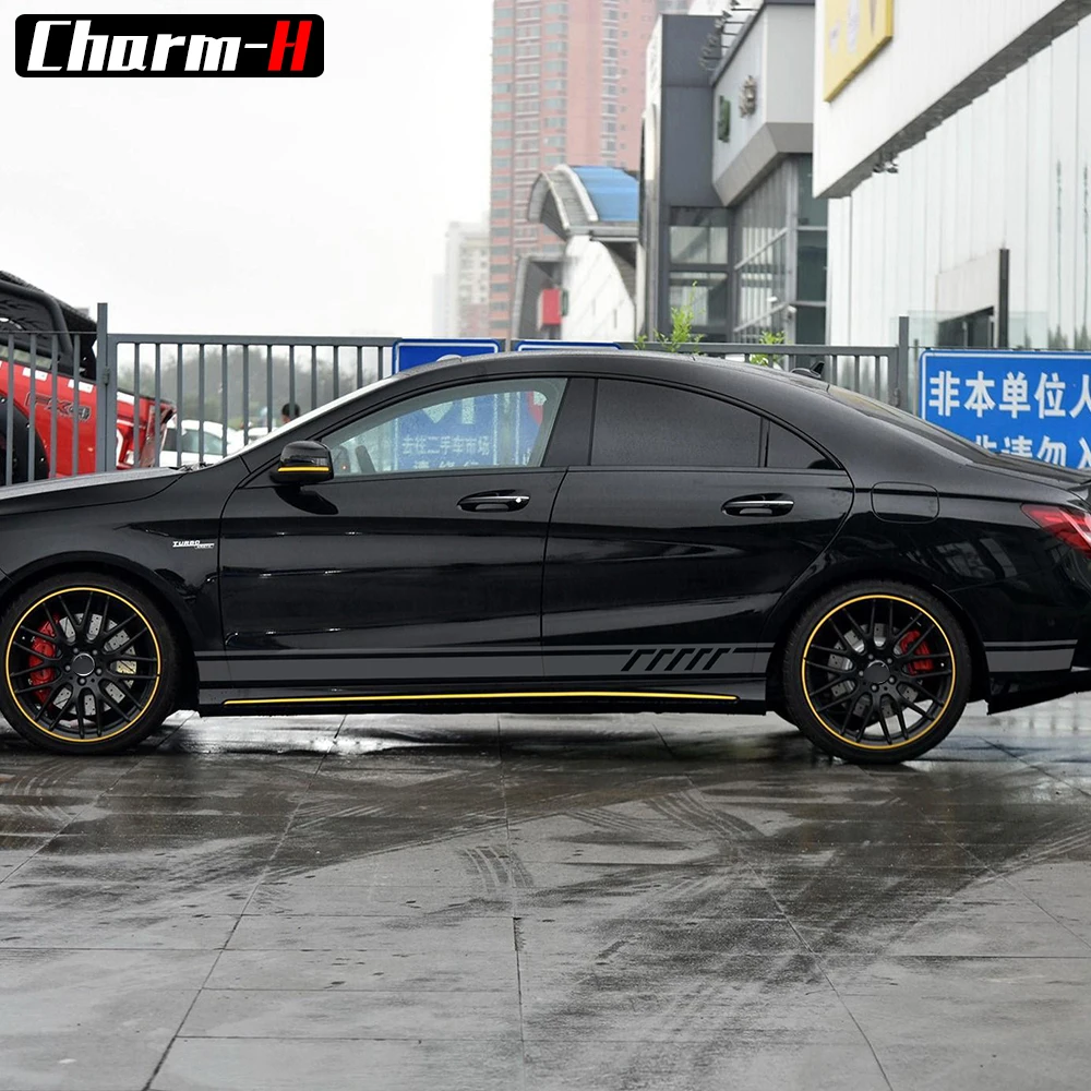 Edition 1 Style Silvergrey Color Vinyl Decal Rocker Stripes for Mercedes Benz W117 C117 X117 CLA45