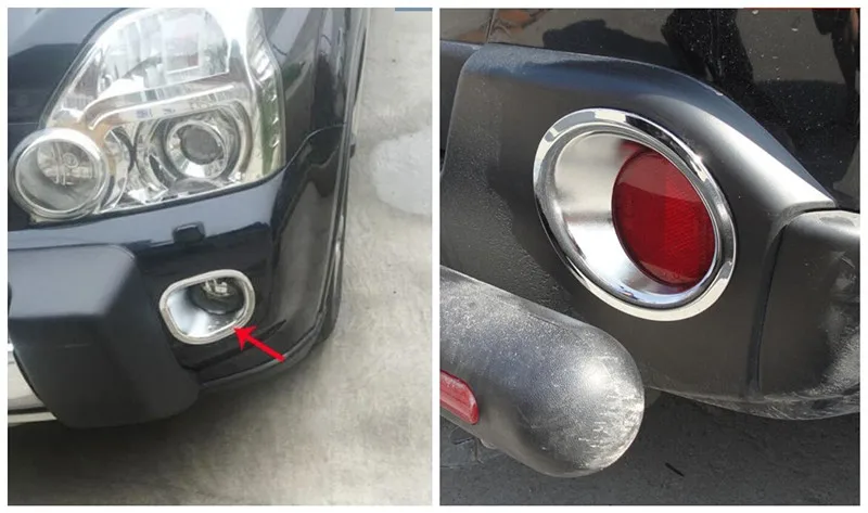 

Front+Rear Fog Light Lamp Bumper Chrome Trim Cover For Nissan X-Trail X Trail T31 2008 2009-2011 Car Styling Sticker Accessories