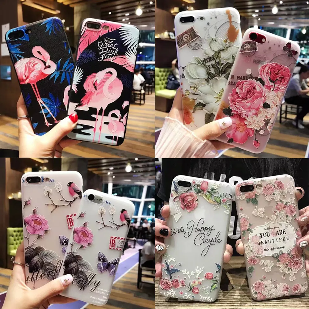 Чехол для телефона с цветочным рисунком фламинго iPhone X 10 5 5S SE 8 7 6 6s s Plus мягкий