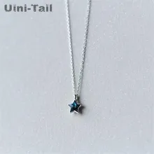 Uini-Tail горячее предложение, серебро 925 пробы, маленькая свежая голубая звезда, ожерелье, мини модный тренд, милая пятиконечная звезда, подвеска GN248