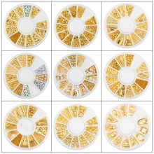 3D oro plata uña encantos Metal remaches tachuelas Rhinestones perla uña joyería DIY Nail Art decoraciones Accesorios