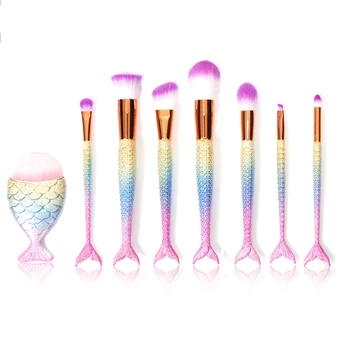 

8Pcs Mermaid Shaped Makeup Brush Set Big Fish Tail Foundation Powder Make-up Brushes Eyeshadow Contour Blending Cosmetic Brush 1