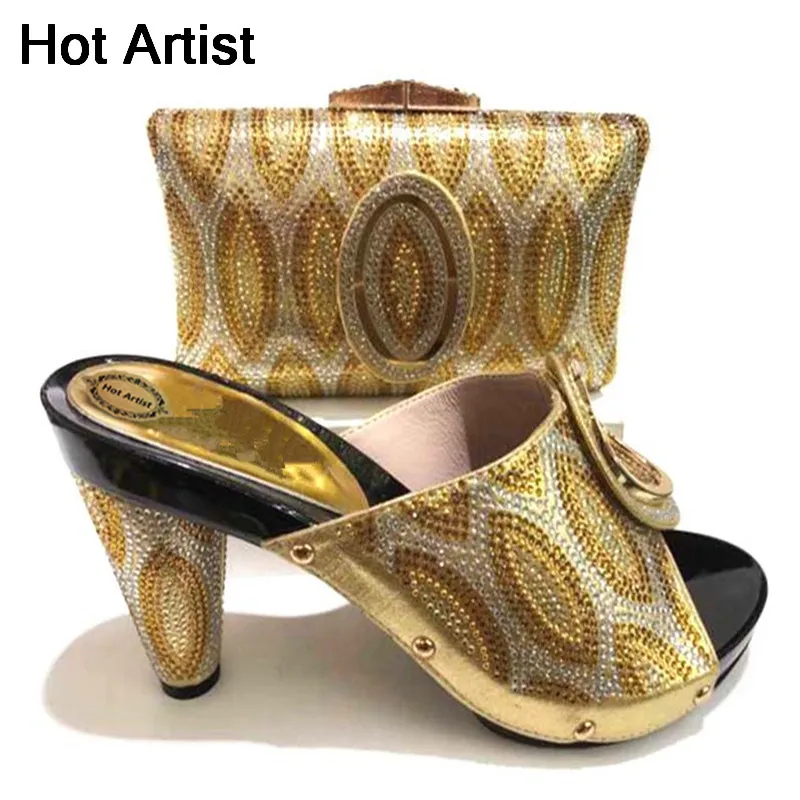 

Hot Artist Latest African Rhinestone Woman Shoes And Bag Set Italian Luxury Pumps Shoes And Bag Set For Party Size 37-43 TX-223