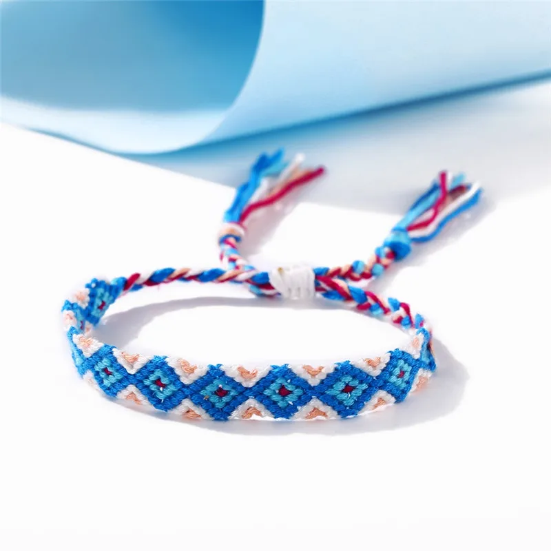 Бохо Радуга красочная цепочка ручной работы Тканые женские браслеты для щиколотки Регулируемый завязанный браслет дружбы лодыжки