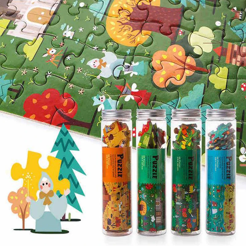 60pcs Baby Kids Wooden Cartoon Animals Puzzle Toy Force Children Jigsaw Early Learning Education Tools 4 Patten Options | Игрушки и