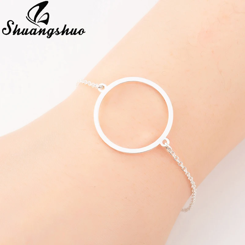 

Shuangshuo Silver Round Pendant Bracelets For Women Stainless Steel Jewelry Charm Bracelet femme pulseras mujer moda 2019