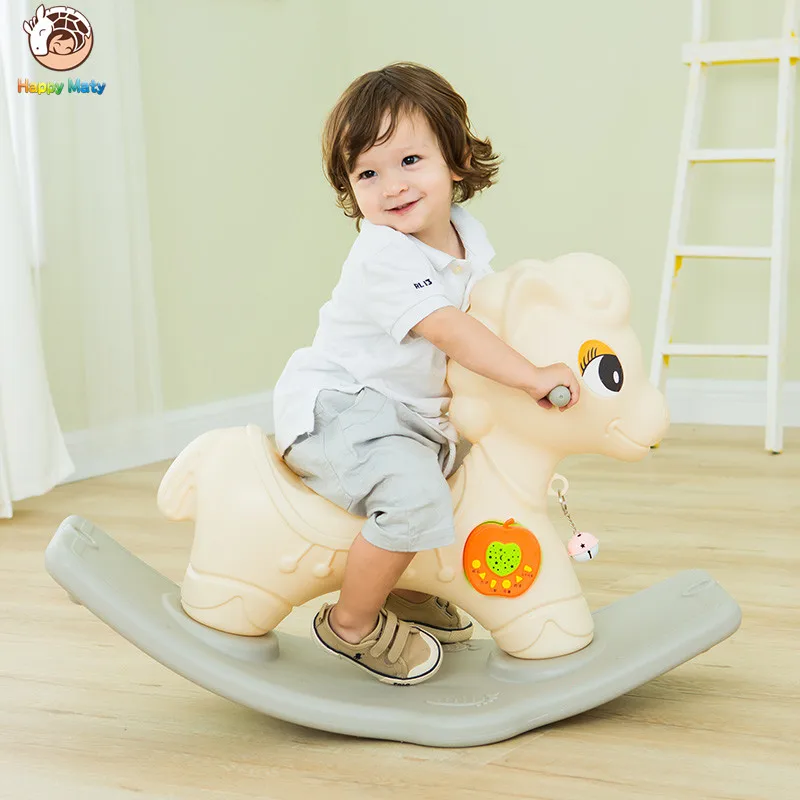 Cute Plastic Animals Rocking Horse Musical Rocking Pony Educational Ride On Rollers toys Birthday Gift for Children Baby Kids