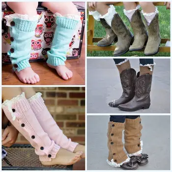 

Kids Girls Lace Teens Knitted Leg Warmers Lace Frills Cable Knit Boot Leg Warmer Color Cure Warm