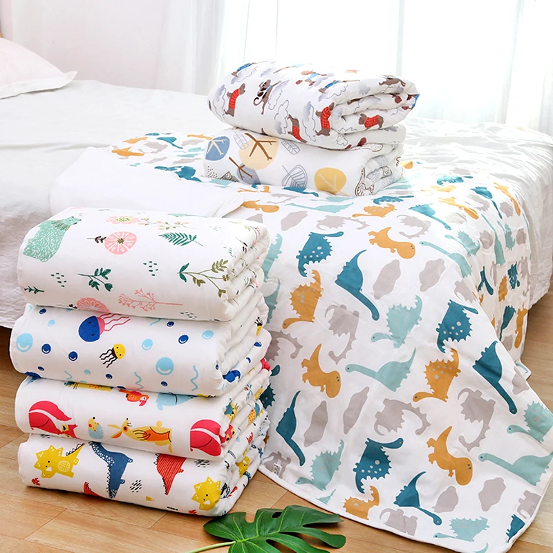 6 слоев Детские Одеяло из муслина хлопок Стёганое одеяло утолщения крышку blanke новорожденных Спящая постельные принадлежности Детские