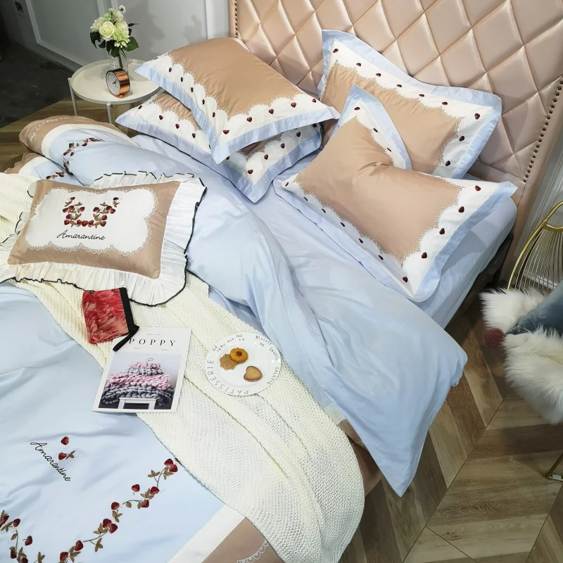 Waliicorners Home Bedding Sets brown egyptian cotton Soft duvet Cover embroidery Bed Set pillowcase King size Queen size 4pcs 27 IMG_20190113_114105