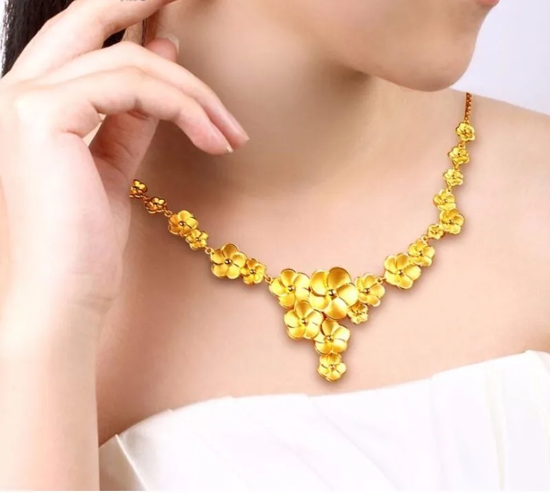 Hot Sale Solid 999 24k Yellow Gold Necklace Flowers Shape Link Chain Necklace 23 5g Gold Necklace Chain Necklacenecklace Gold Aliexpress