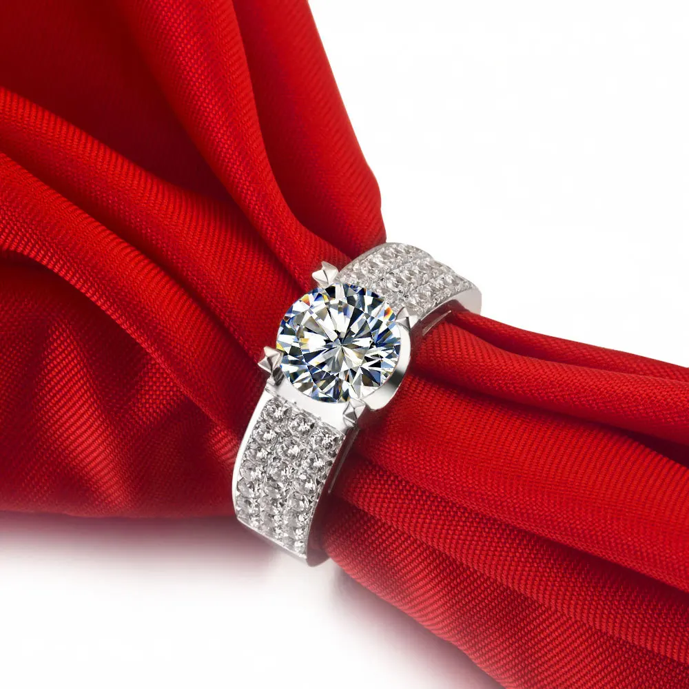 luxury design 2 carat real nscd lovely diamond engagement man ring with ring box drop shipping - Cheap Real Diamond Wedding Rings luxury design 2 carat real nscd lovely diamond engagement man ring with ring box drop shipping - Cheap Real Diamond Wedding Rings
