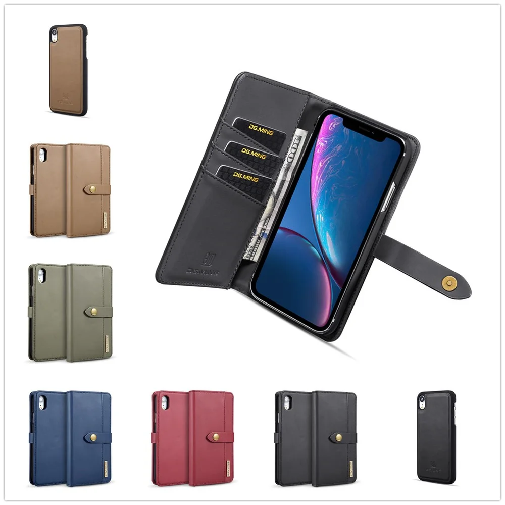 

For iPhone XS Max XR Wallet Fundas Morph Case+Leather 2 IN 1 Luxury Business Protective Flip Housing For X 8 7 6S 6 Plus Coque