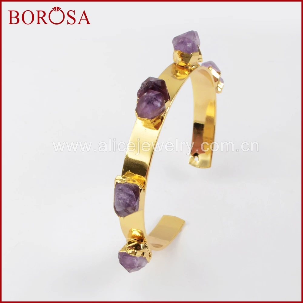 BOROSA Новая коллекция золото Цвет пять аметистами браслеты для Для женщин Дружба