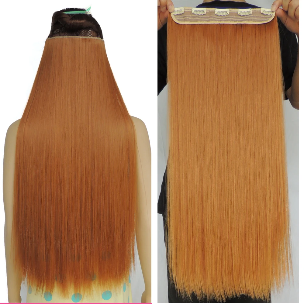 long ginger hair extension straight synthetic 5 clip in extensions