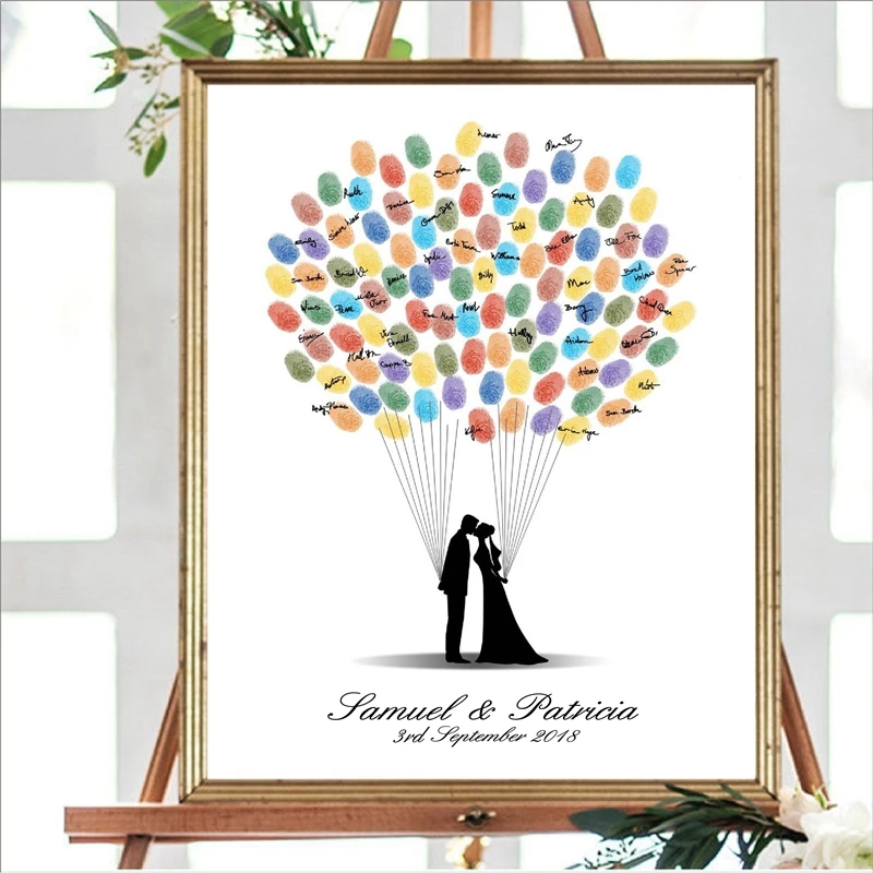 

Personalized Wedding Decor Guest Book Canvas Art Prints and Poster , Fingerprint Guestbook Custom Wedding Gift for Couple