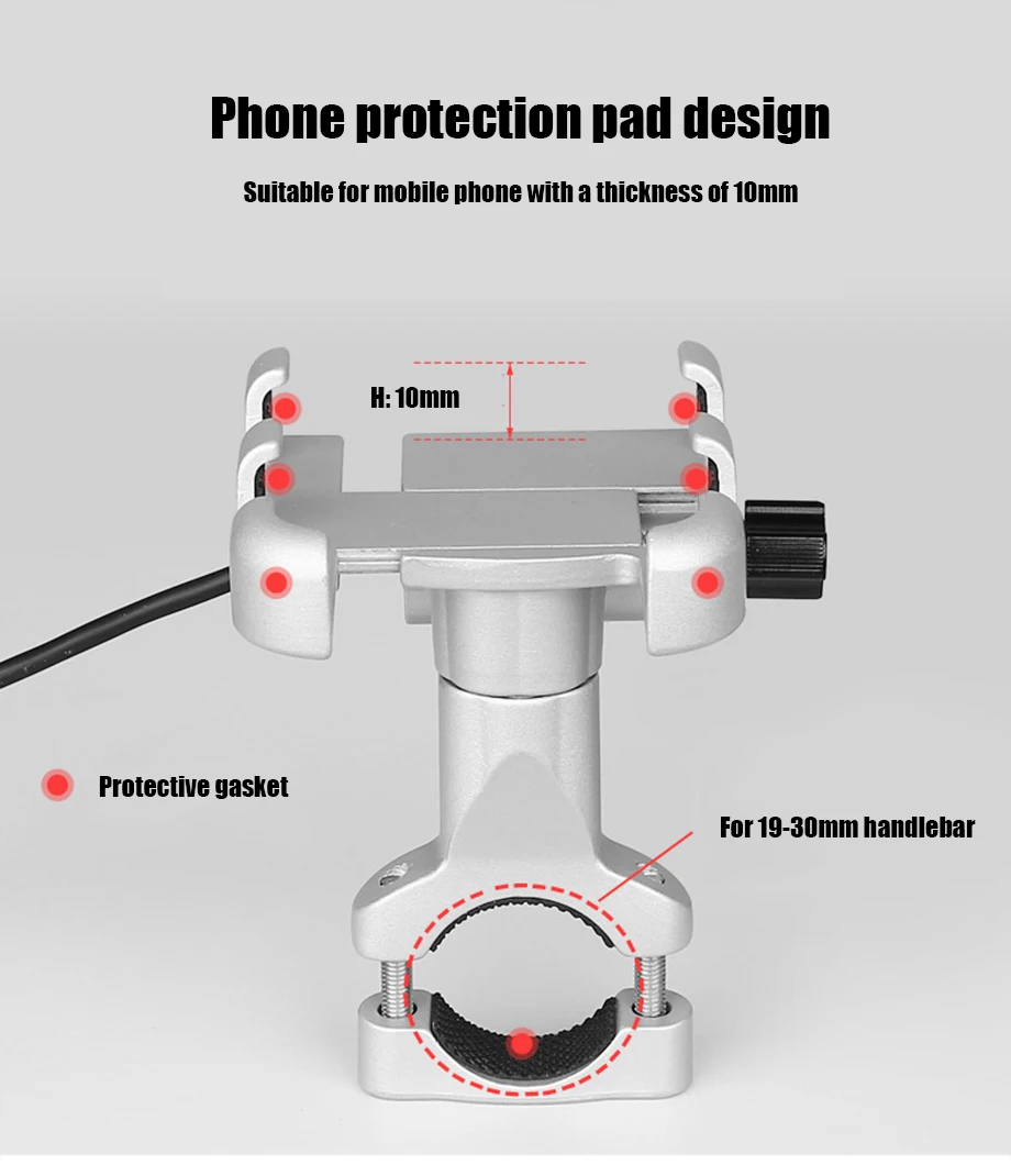 YPAY алюминиевый руль мотоцикла держатель телефона Подставка с USB зарядное устройство Moto заднего вида mirro кронштейн для 4-6,5 дюймов телефон крепление